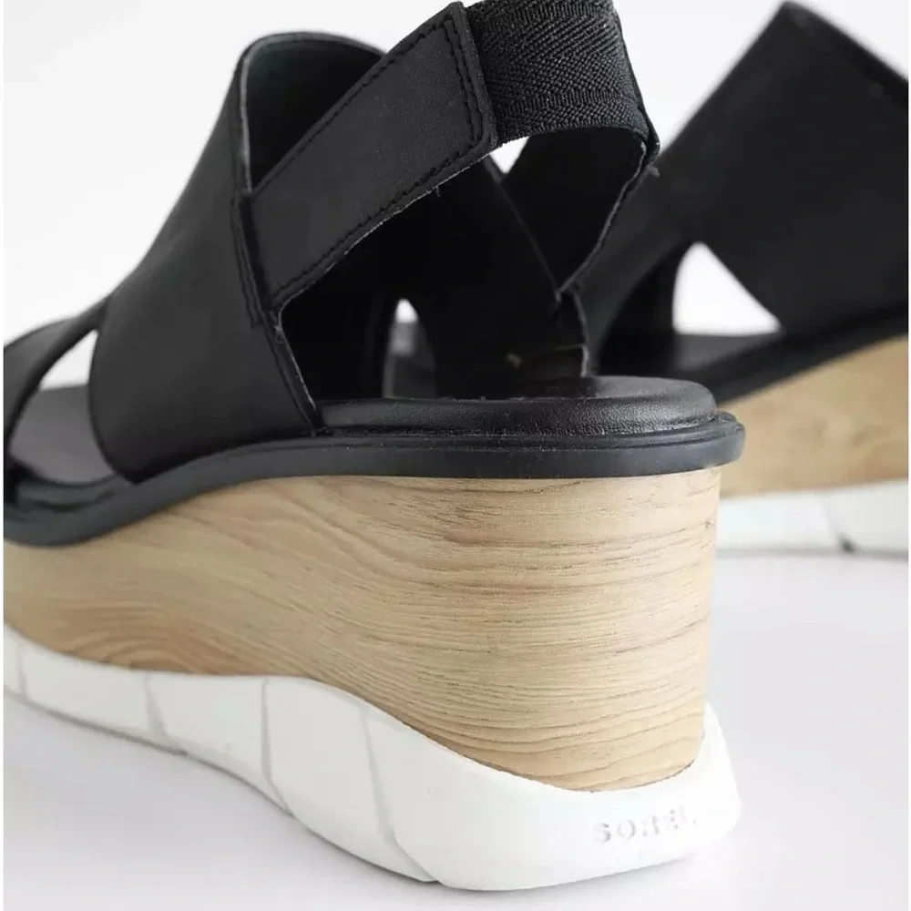 NIB Sorel Joanie III Slingback Leather Sandal | Black/White | Size 7 - Picture 4 of 12